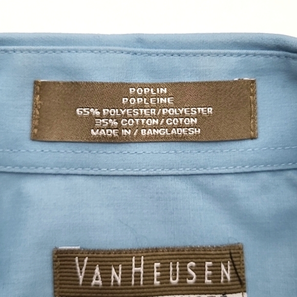 Van Heusen Fitted Wrinkle Free, Long Sleeve Blue Medium Size 15 1/2 34/35 - Picture 4 of 14